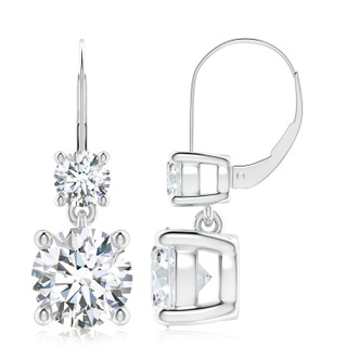 8.9mm FGVS Lab-Grown Round Diamond Leverback Dangle Earrings with Diamond in P950 Platinum