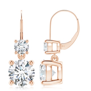 8.9mm FGVS Lab-Grown Round Diamond Leverback Dangle Earrings with Diamond in Rose Gold