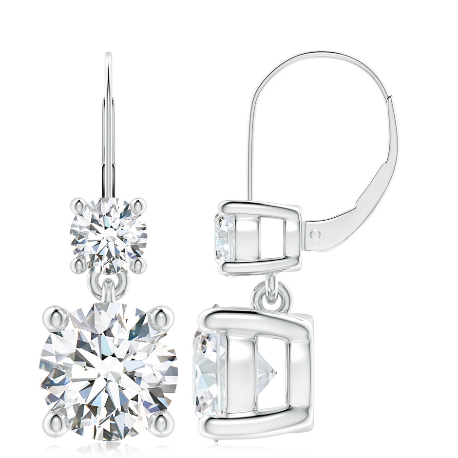 9.2mm FGVS Lab-Grown Round Diamond Leverback Dangle Earrings with Diamond in S999 Silver 