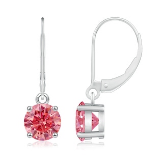 6.5mm Labgrown Round Lab-Grown Fancy Intense Pink Diamond Leverback Earrings in P950 Platinum