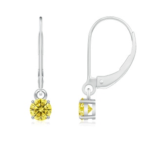 4.1mm Labgrown Round Lab-Grown Fancy Intense Yellow Diamond Leverback Earrings in P950 Platinum