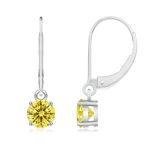 5.1mm Labgrown Round Lab-Grown Fancy Intense Yellow Diamond Leverback Earrings in P950 Platinum