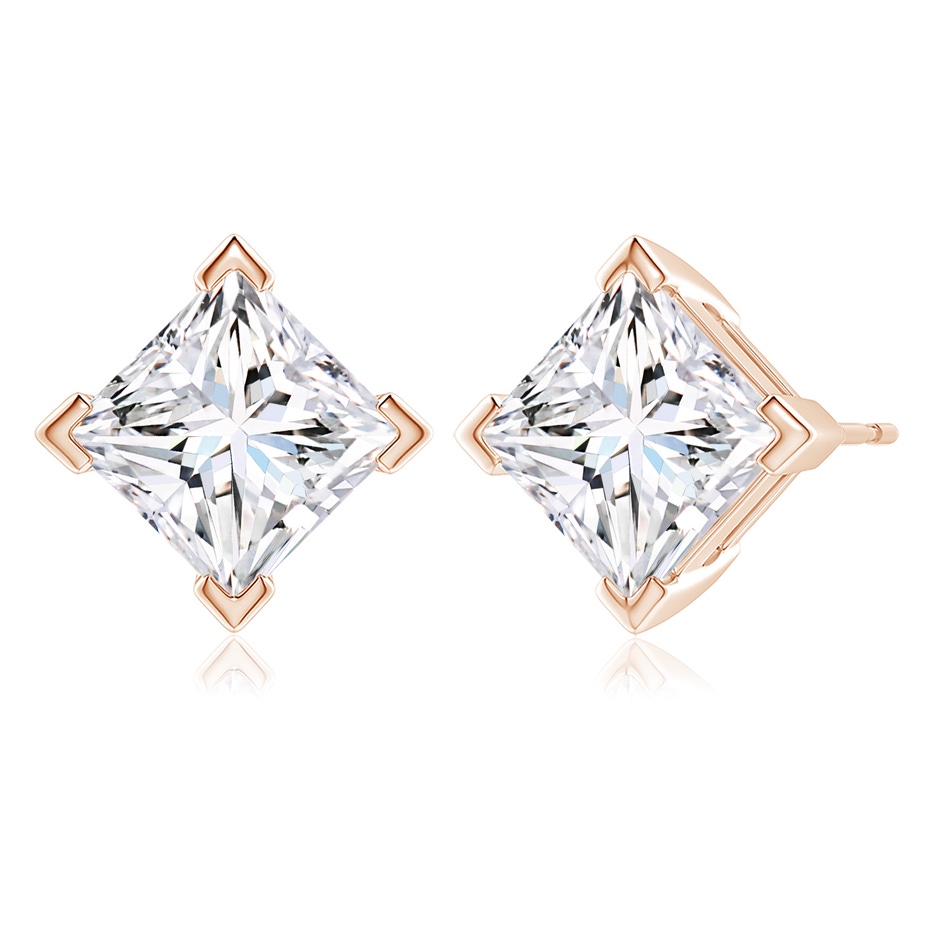10.5mm FGVS V-Prong Set Princess-Cut Lab-Grown Diamond Stud Earrings in 18K Rose Gold side 199