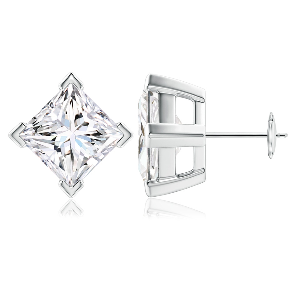 10.5mm FGVS V-Prong Set Princess-Cut Lab-Grown Diamond Stud Earrings in White Gold 