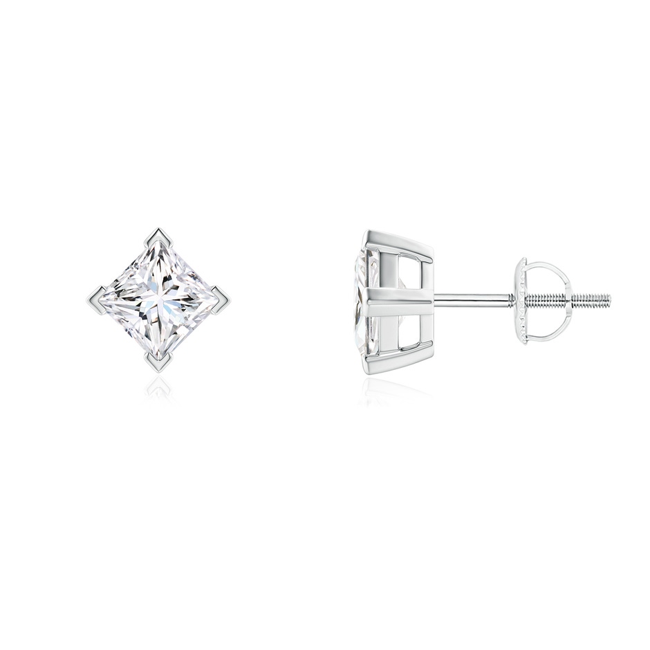 4.4mm FGVS V-Prong Set Princess-Cut Lab-Grown Diamond Stud Earrings in P950 Platinum 