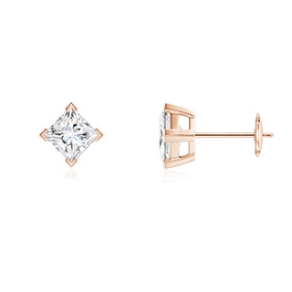 4.4mm FGVS Lab-Grown Princess-Cut Diamond Stud Earrings in Rose Gold