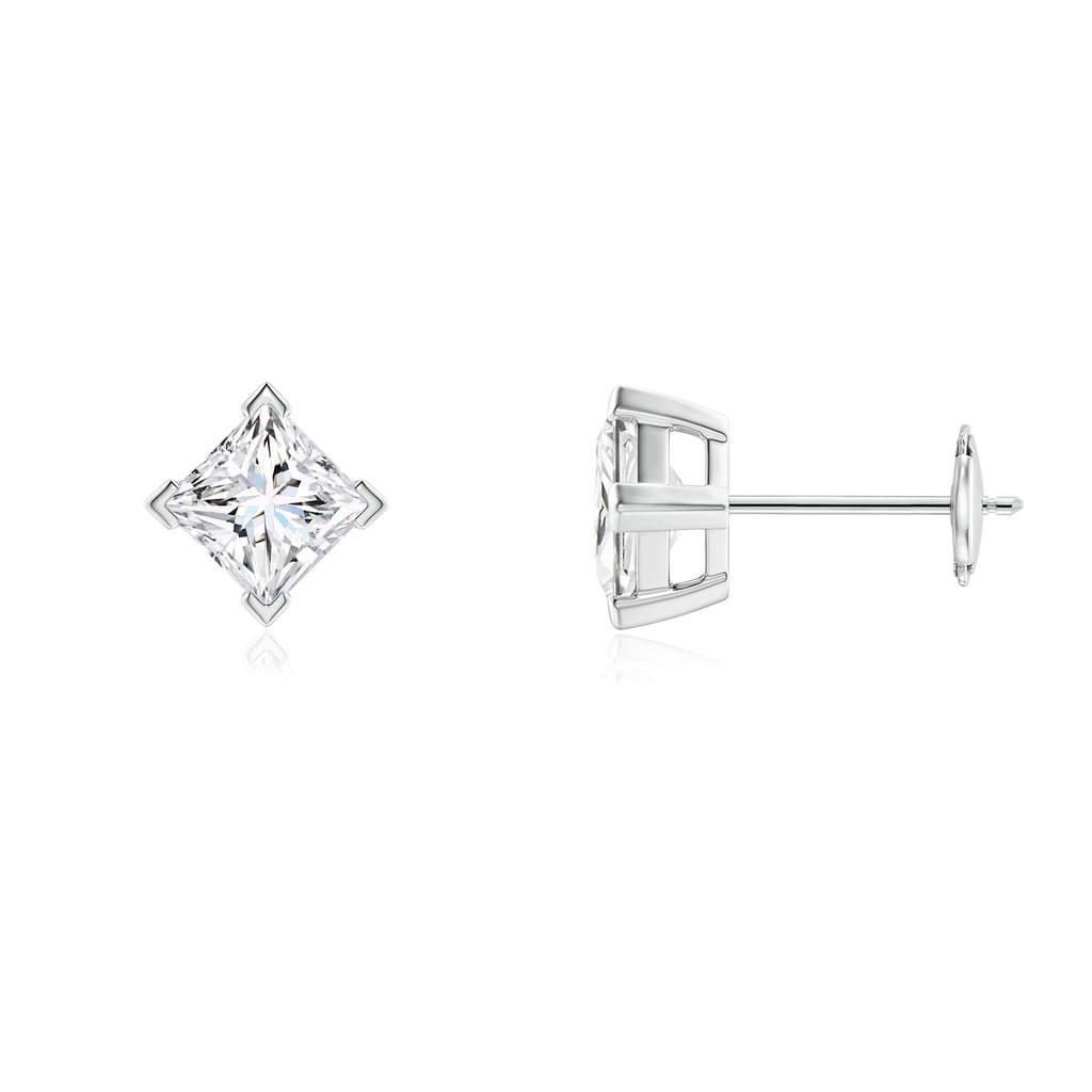 4.4mm FGVS Lab-Grown Princess-Cut Diamond Stud Earrings in White Gold 