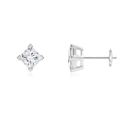 4.4mm FGVS Lab-Grown Princess-Cut Diamond Stud Earrings in White Gold
