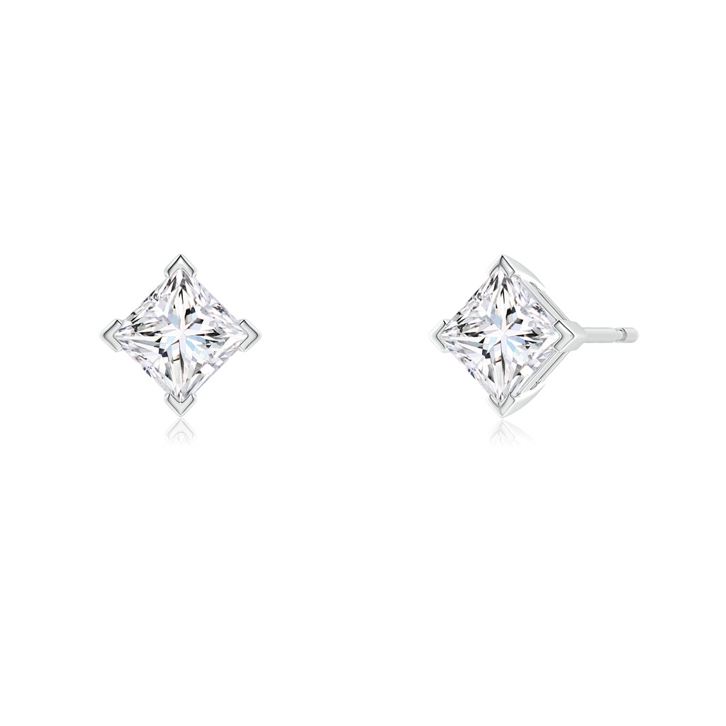 4.4mm FGVS V-Prong Set Princess-Cut Lab-Grown Diamond Stud Earrings in White Gold - side 199