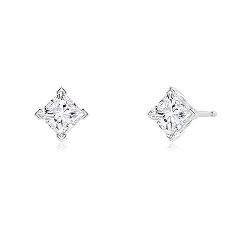 4.4mm FGVS Lab-Grown Princess-Cut Diamond Stud Earrings in White Gold Side 199