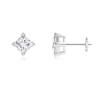 4.9mm FGVS Lab-Grown Princess-Cut Diamond Stud Earrings in White Gold