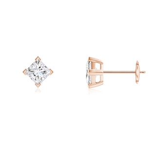 4mm FGVS Lab-Grown Princess-Cut Diamond Stud Earrings in Rose Gold