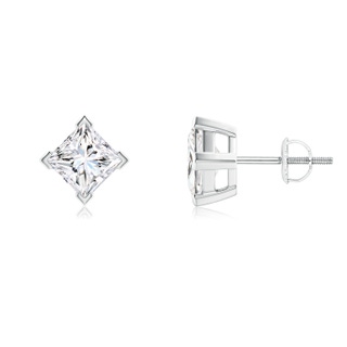5.1mm FGVS Lab-Grown Princess-Cut Diamond Stud Earrings in P950 Platinum
