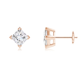 5.1mm FGVS Lab-Grown Princess-Cut Diamond Stud Earrings in Rose Gold