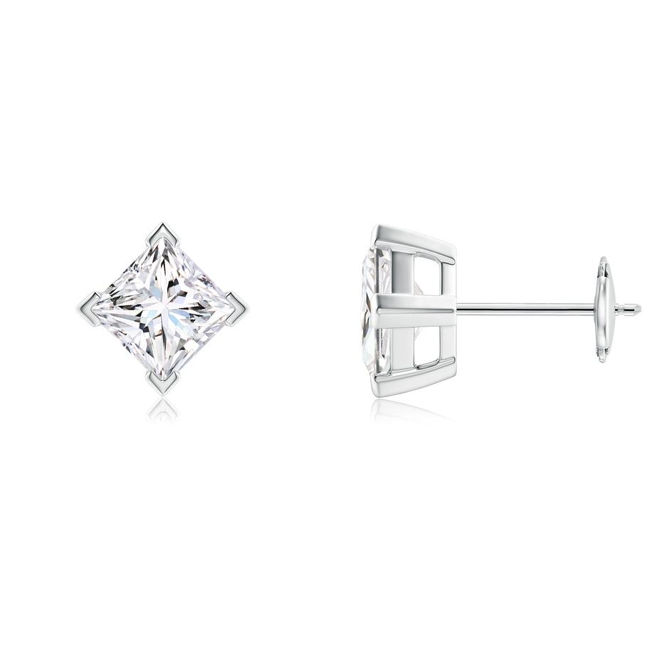5.1mm FGVS V-Prong Set Princess-Cut Lab-Grown Diamond Stud Earrings in White Gold 