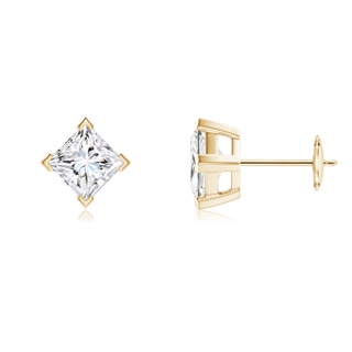 5.1mm FGVS Lab-Grown Princess-Cut Diamond Stud Earrings in Yellow Gold