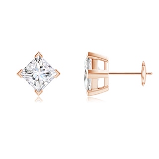 5.5mm FGVS Lab-Grown Princess-Cut Diamond Stud Earrings in 9K Rose Gold