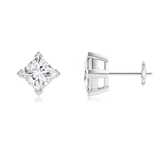 5.5mm FGVS Lab-Grown Princess-Cut Diamond Stud Earrings in 9K White Gold