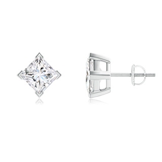 5.5mm FGVS Lab-Grown Princess-Cut Diamond Stud Earrings in P950 Platinum