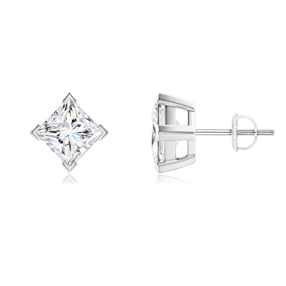 5.5mm FGVS V-Prong Set Princess-Cut Lab-Grown Diamond Stud Earrings in P950 Platinum 