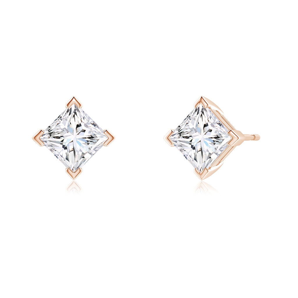 5.5mm FGVS Lab-Grown Princess-Cut Diamond Stud Earrings in Rose Gold Side 199