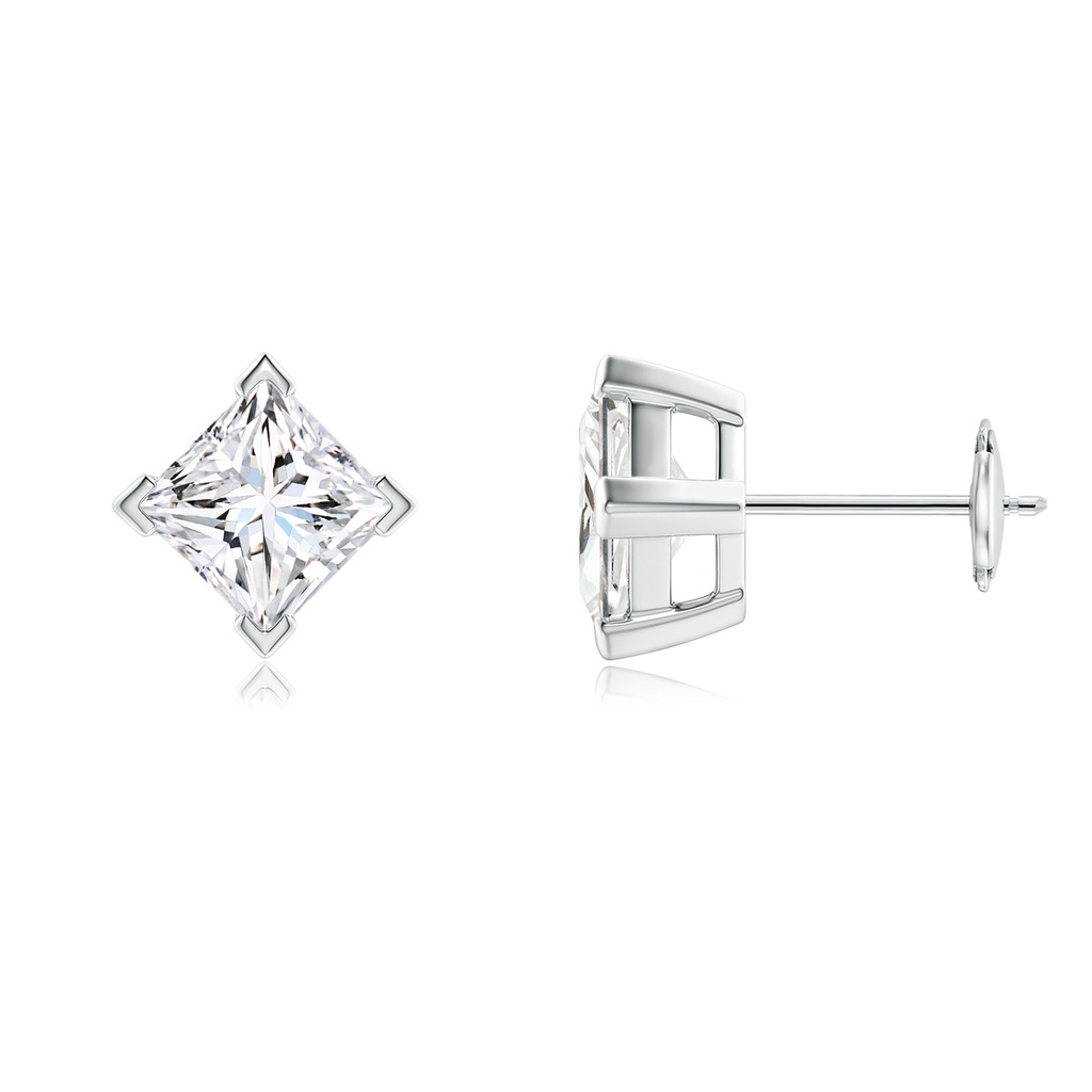 5.5mm FGVS Lab-Grown Princess-Cut Diamond Stud Earrings in White Gold 