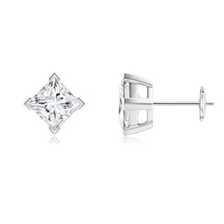 5.5mm FGVS Lab-Grown Princess-Cut Diamond Stud Earrings in White Gold