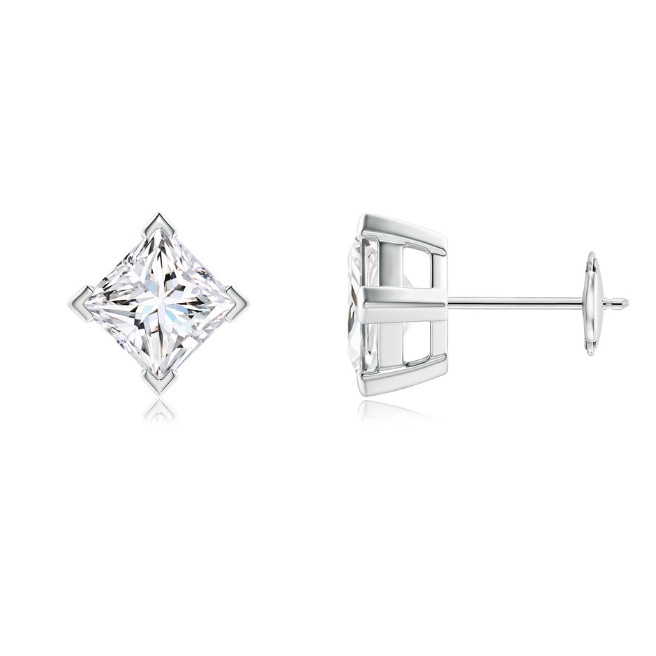 5.5mm FGVS V-Prong Set Princess-Cut Lab-Grown Diamond Stud Earrings in White Gold 