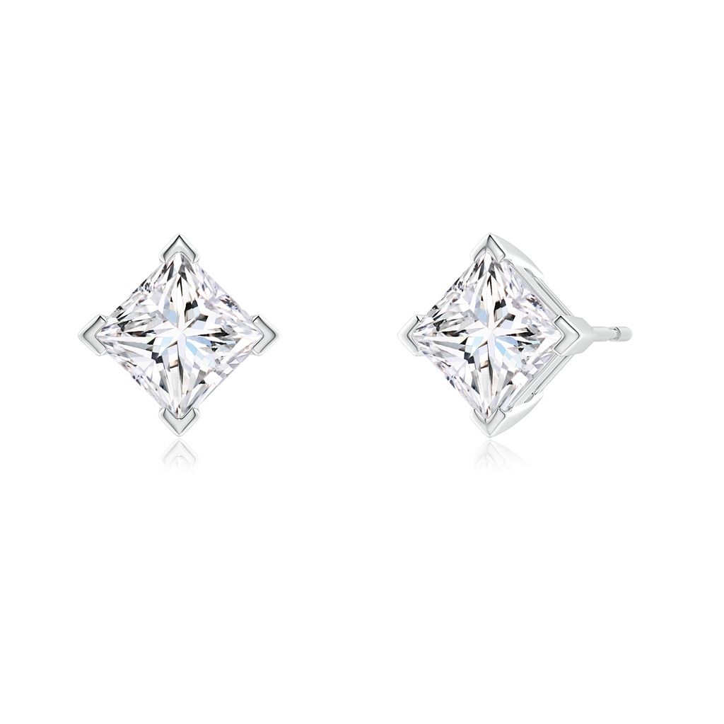 5.5mm FGVS Lab-Grown Princess-Cut Diamond Stud Earrings in White Gold Side 199