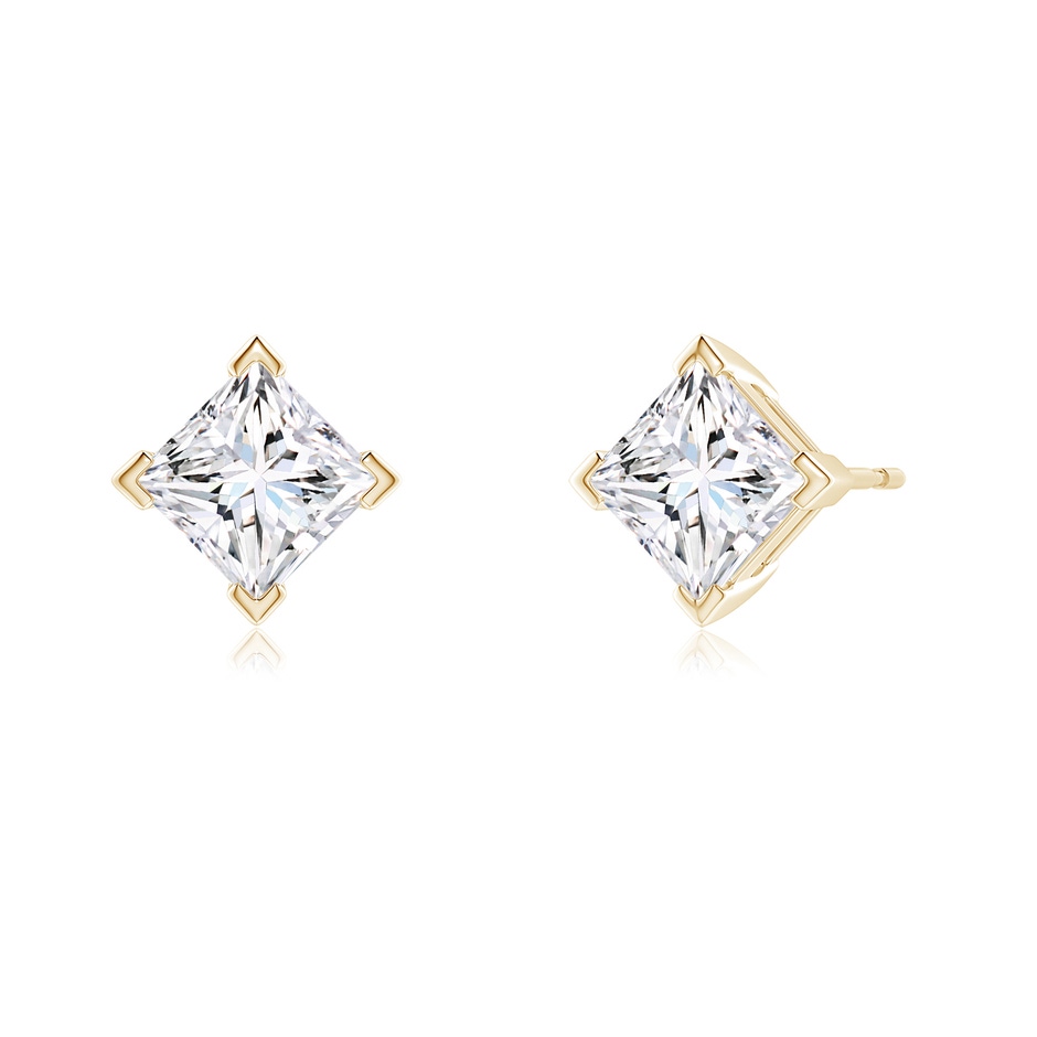 5.5mm FGVS V-Prong Set Princess-Cut Lab-Grown Diamond Stud Earrings in Yellow Gold side 199