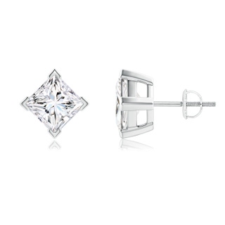 6.2mm FGVS Lab-Grown Princess-Cut Diamond Stud Earrings in P950 Platinum