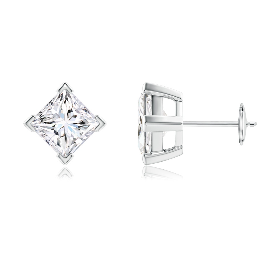 6.2mm FGVS V-Prong Set Princess-Cut Lab-Grown Diamond Stud Earrings in White Gold 