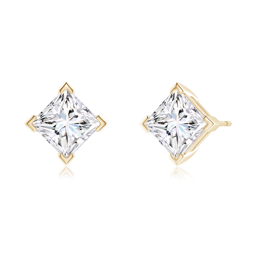 6.2mm FGVS V-Prong Set Princess-Cut Lab-Grown Diamond Stud Earrings in Yellow Gold side 199