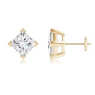 6.5mm FGVS Lab-Grown Princess-Cut Diamond Stud Earrings in 10K Yellow Gold