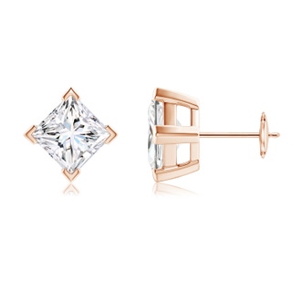 6.5mm FGVS Lab-Grown Princess-Cut Diamond Stud Earrings in Rose Gold