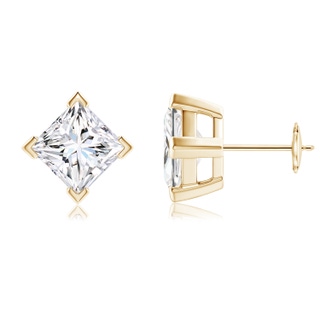 6.8mm FGVS Lab-Grown Princess-Cut Diamond Stud Earrings in 10K Yellow Gold