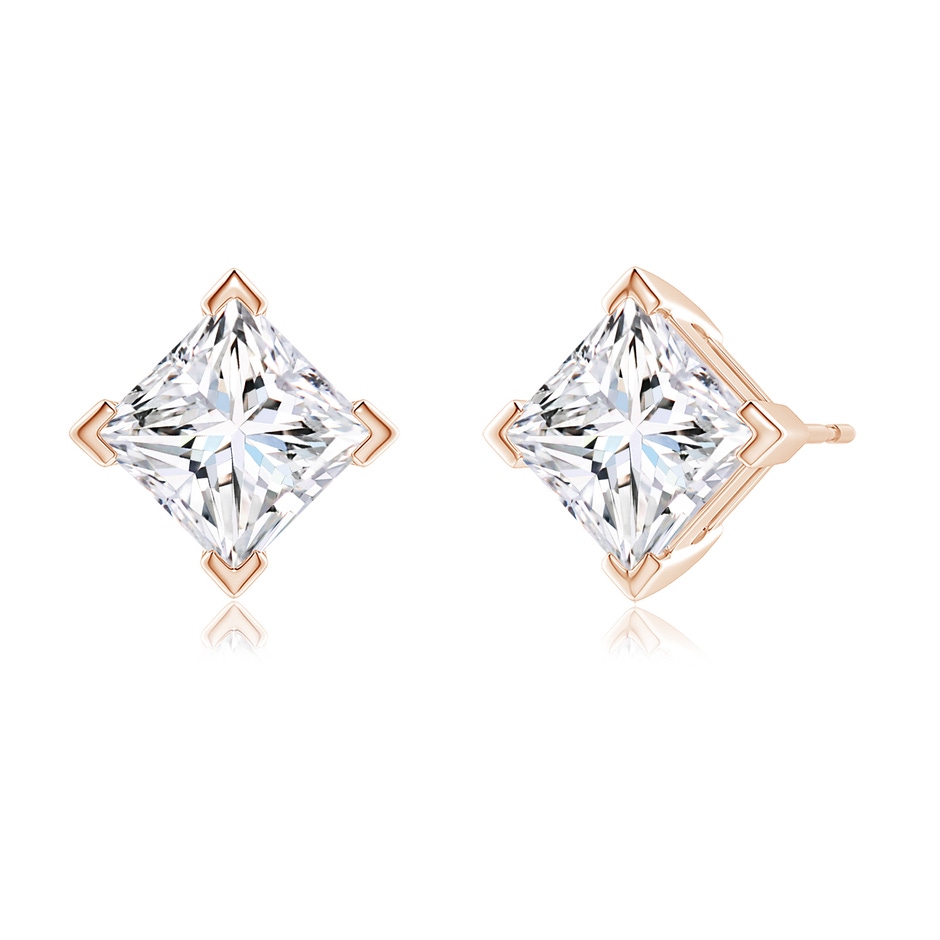 6.8mm FGVS V-Prong Set Princess-Cut Lab-Grown Diamond Stud Earrings in Rose Gold side 199
