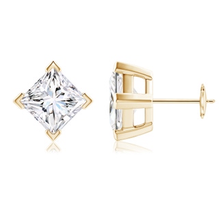 7.4mm FGVS Lab-Grown Princess-Cut Diamond Stud Earrings in Yellow Gold