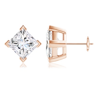 8.9mm FGVS Lab-Grown Princess-Cut Diamond Stud Earrings in 10K Rose Gold