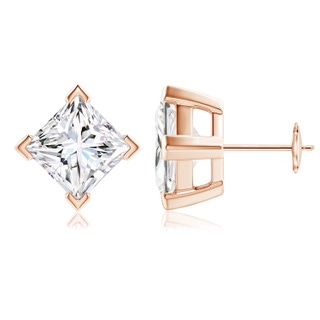 8.9mm FGVS Lab-Grown Princess-Cut Diamond Stud Earrings in 9K Rose Gold
