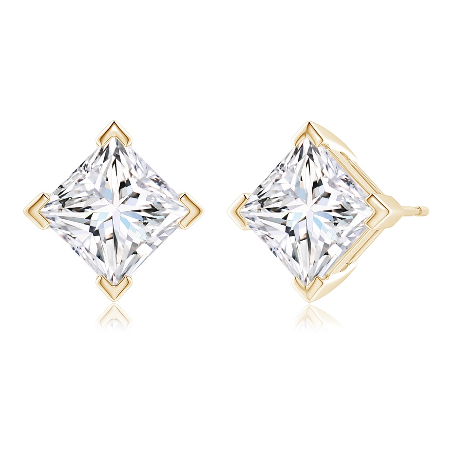 8.9mm FGVS Lab-Grown Princess-Cut Diamond Stud Earrings in Yellow Gold side 199