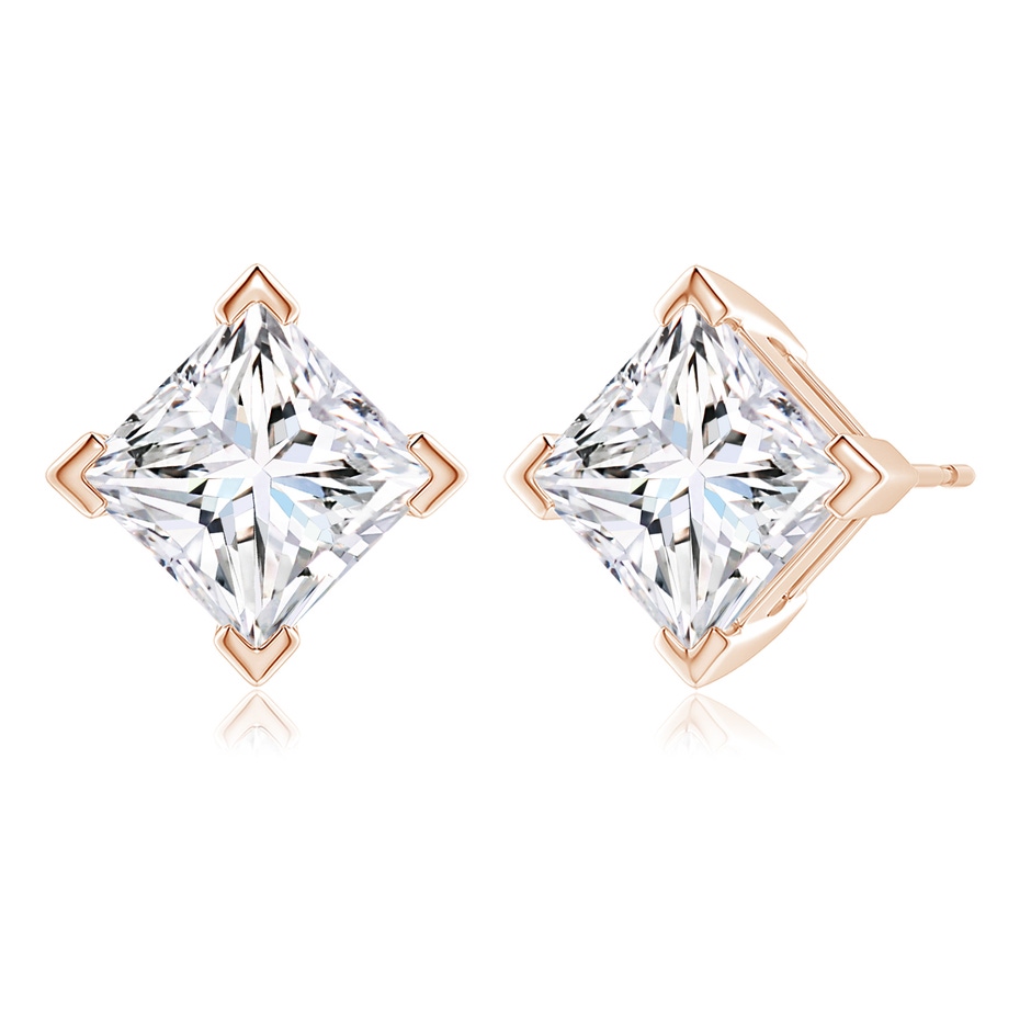 9.4mm FGVS V-Prong Set Princess-Cut Lab-Grown Diamond Stud Earrings in Rose Gold side 199