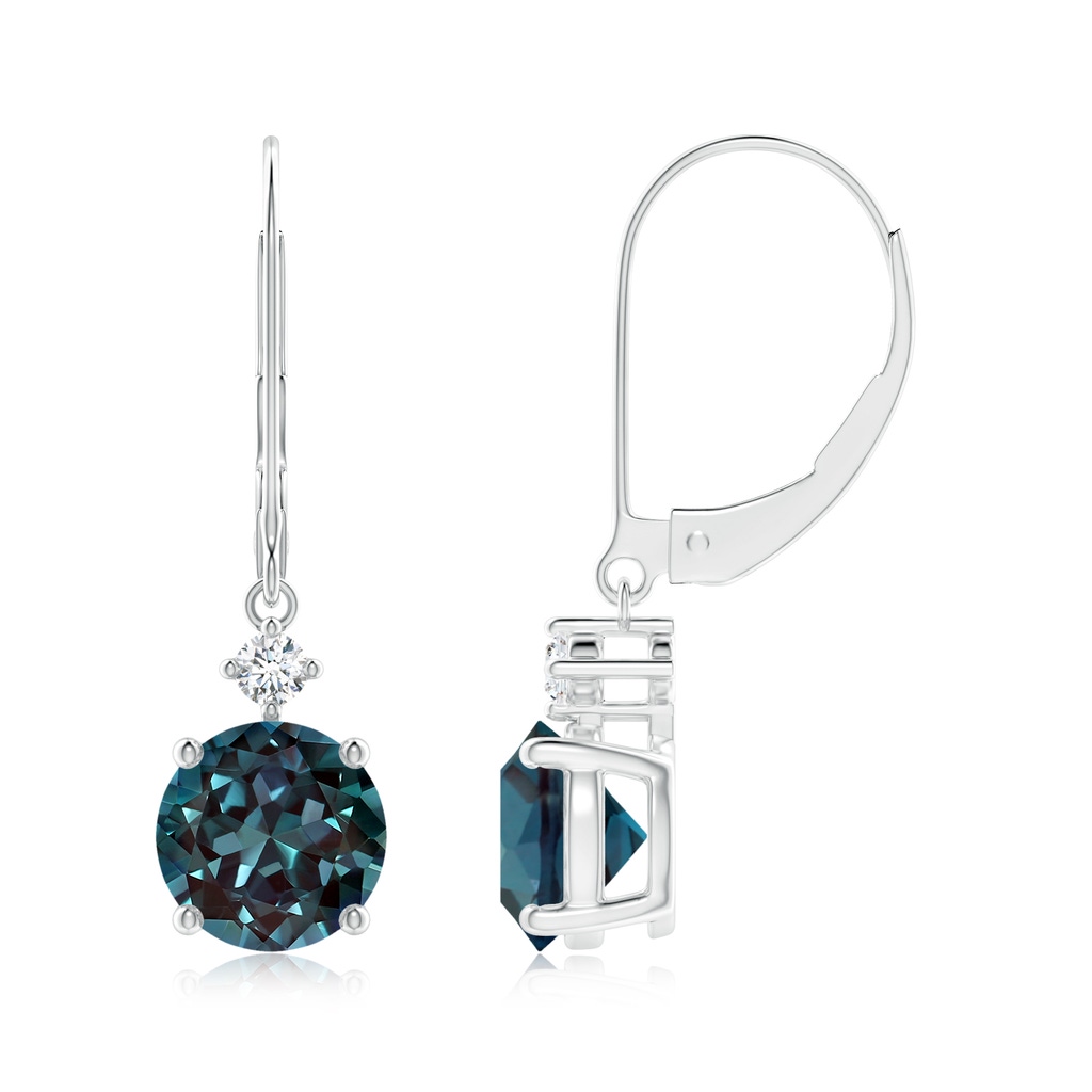 7mm Labgrown Solitaire Lab-Grown Alexandrite Dangle Earrings in White Gold