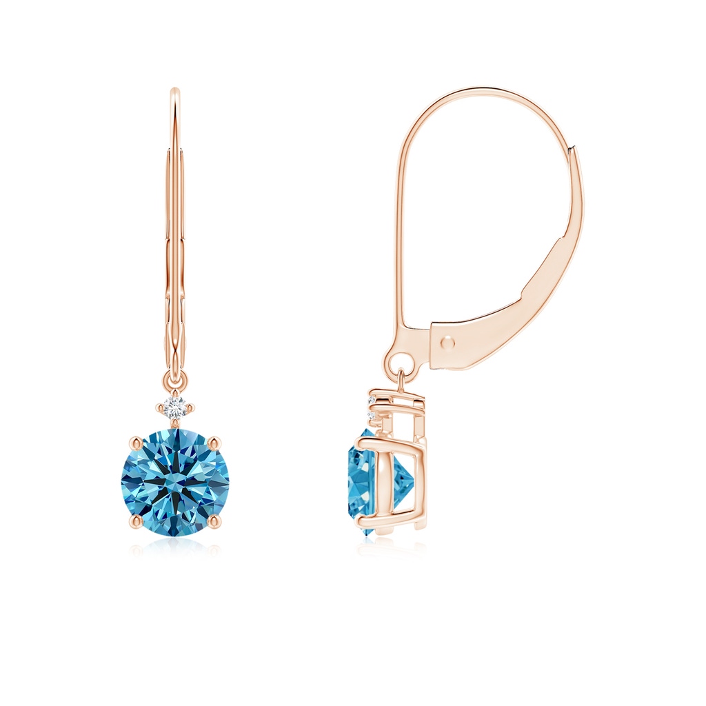 5.2mm Labgrown Solitaire Lab-Grown Fancy Intense Blue Diamond Dangle Earrings in Rose Gold