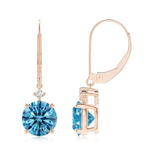 7.4mm Labgrown Solitaire Lab-Grown Fancy Intense Blue Diamond Dangle Earrings in 10K Rose Gold