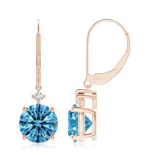 8.1mm Labgrown Solitaire Lab-Grown Fancy Intense Blue Diamond Dangle Earrings in 10K Rose Gold