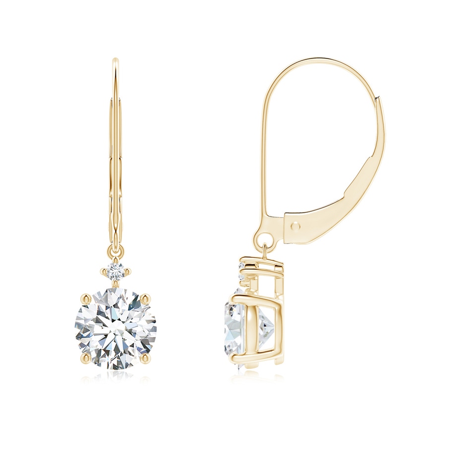 5.9mm FGVS Lab-Grown Solitaire Diamond Dangle Earrings in 9K Yellow Gold 