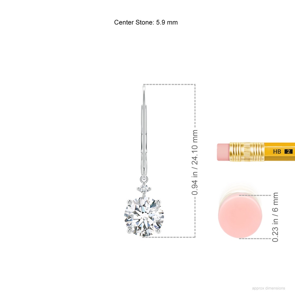 5.9mm FGVS Lab-Grown Solitaire Diamond Dangle Earrings in White Gold ruler