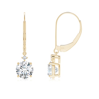 5.9mm FGVS Lab-Grown Solitaire Diamond Dangle Earrings in Yellow Gold