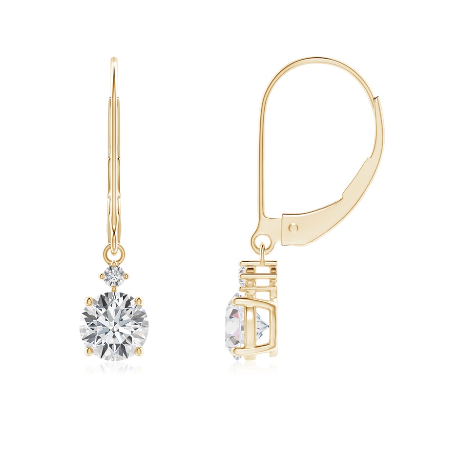 5mm FGVS Lab-Grown Solitaire Diamond Dangle Earrings in Yellow Gold 